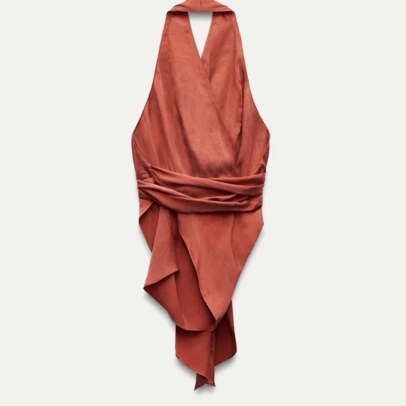 Zara Halter Wrap Top Open Back Adjustable Tie NWT – Fits XS-XXL - Picture 2 of 10